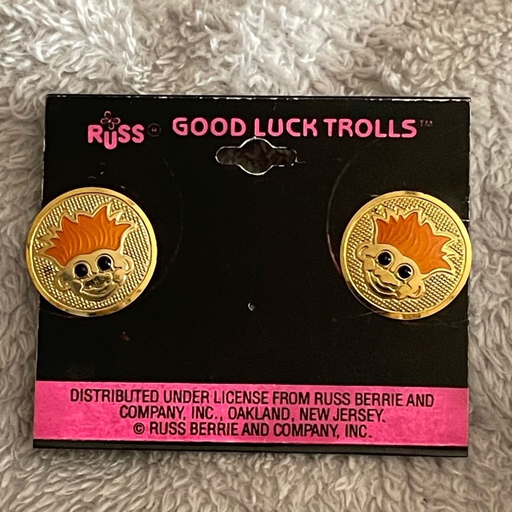 Vintage Large Goldtone Troll Earrings
